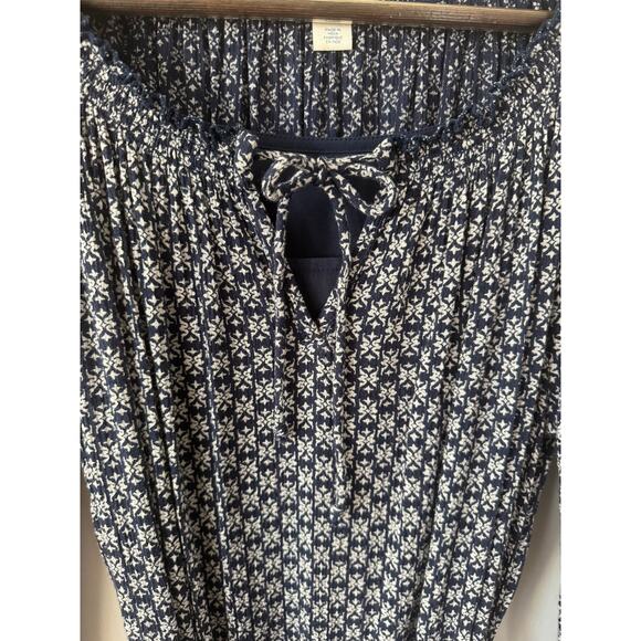 Caslon Navy Blue Ditsy Floral Midi 3/4 Sleeve Belted Dress Size X Small - Picture 8 of 11